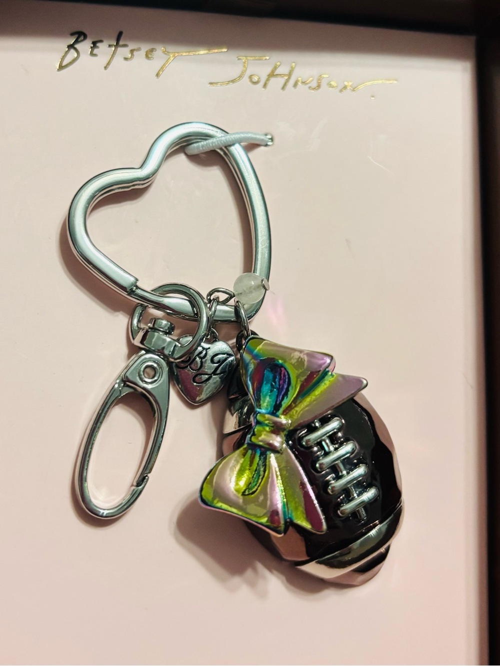 Betsey Johnson Football Bow Keychain/Bag Charm - Picture 4 of 6